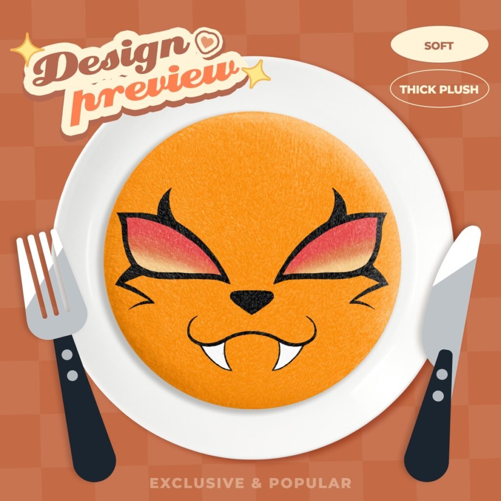 Picture of the Pupkin Rounded Pin on a mock-up image resembling food on a plate