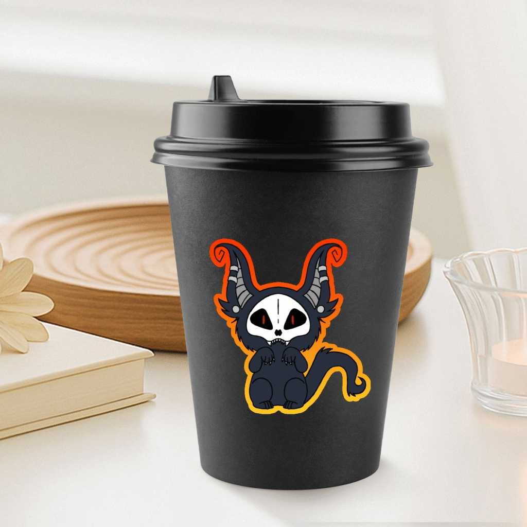 Display picture of the Jaxon (Hachiko) Sticker on a black coffee cup